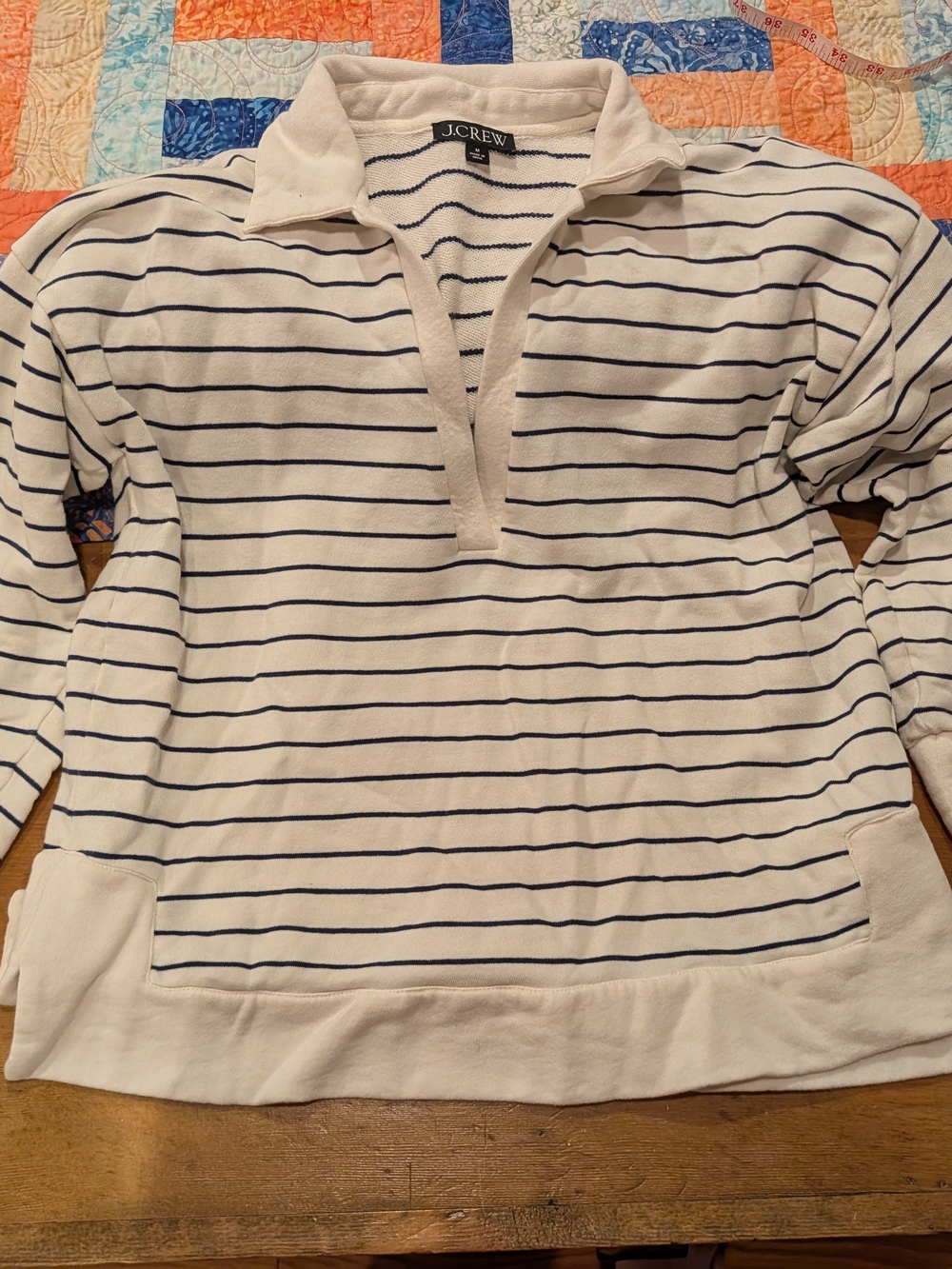 J.Crew White & Navy Striped Pullover Shirt
